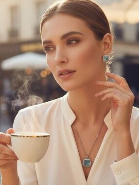 Stunning NY Silver and Blue Necklace Set